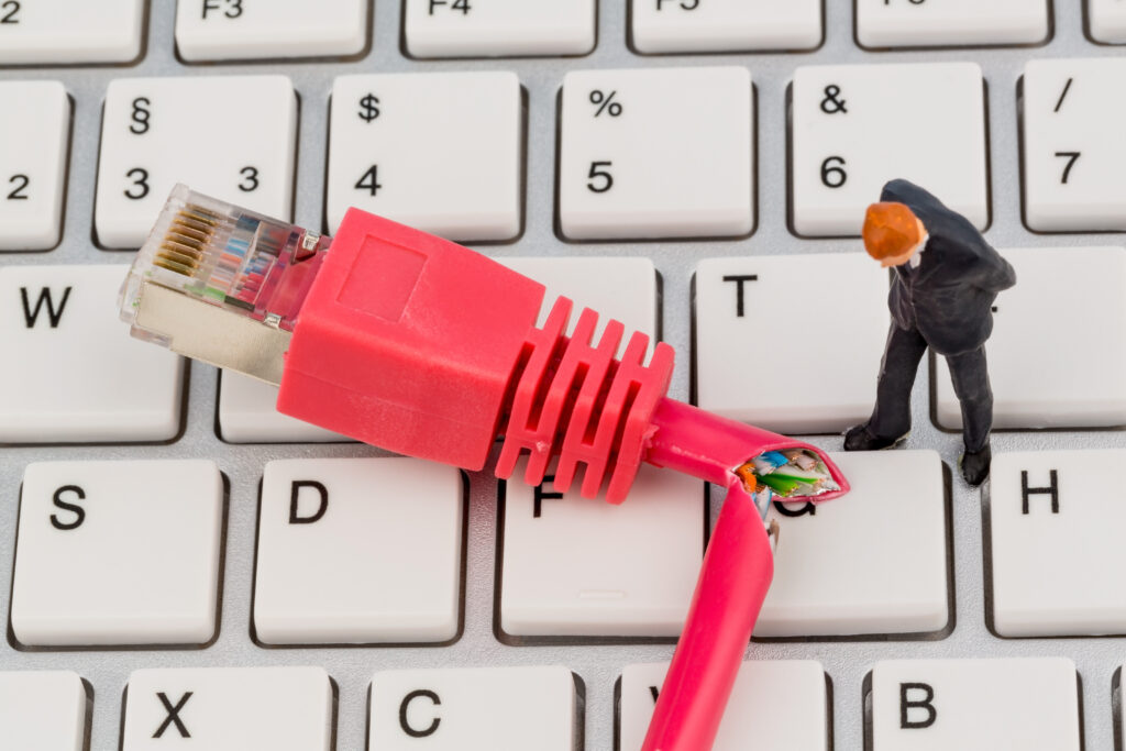 Workers,,Network,Connector,,Keyboard,,Symbol,Photo,For,Internet,Failure,,Maintenance,